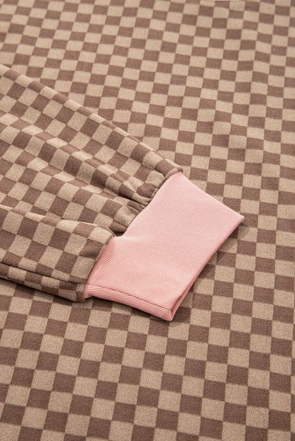 Checker Long Sleeve Pullover and Shorts Set