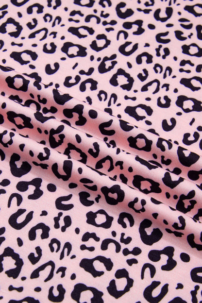 Plus Size Leopard Stripe Contrast Patchwork Tee