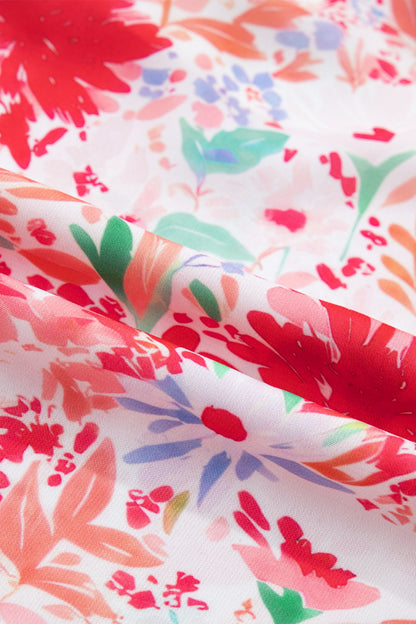 Floral Denim Tie Strap High Waist Maxi Dress