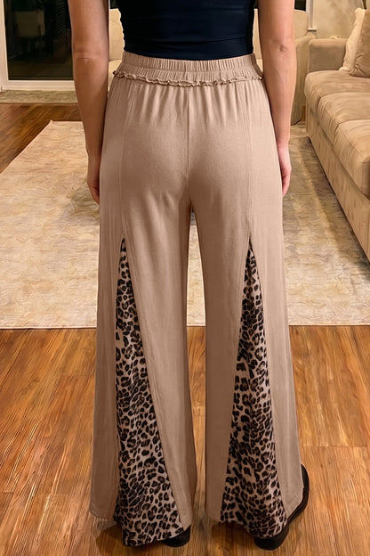 Leopard Patchwork Mineral Wash Wide Leg Pants