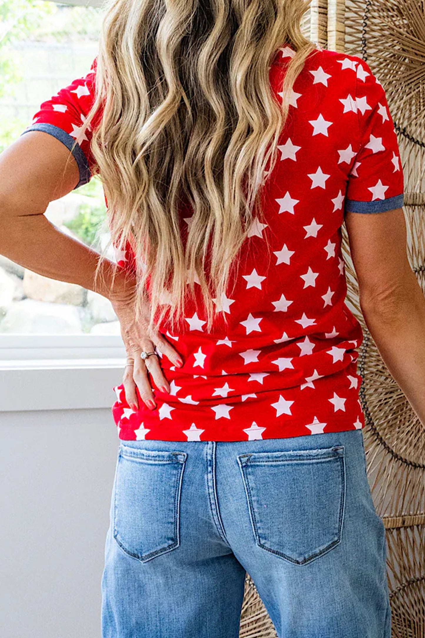 Americana Stars Colorblock Short Sleeve Top