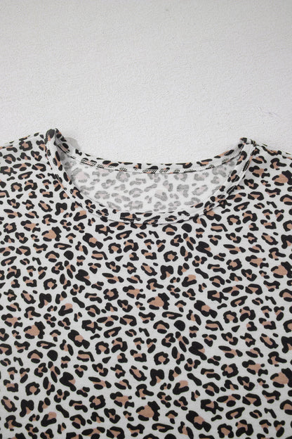 Leopard Loose Tee & Drawstring Waist Pants Set