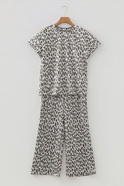 Leopard Short Sleeve Tee & Pants Set