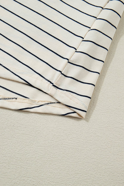 Stripe Drawstring Tunic Tank Mini Dress w/ Pockets
