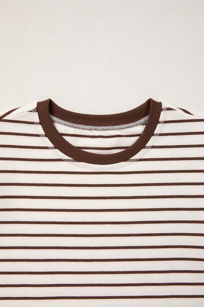 Stripe Ribbed Trim Round Neck Tank Top
