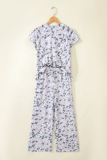 Camo Corded Knit Tee & Drawstring Pants Set