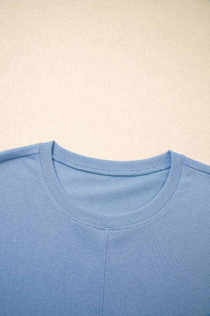 Solid Textured Raw Edge Top and Short Set
