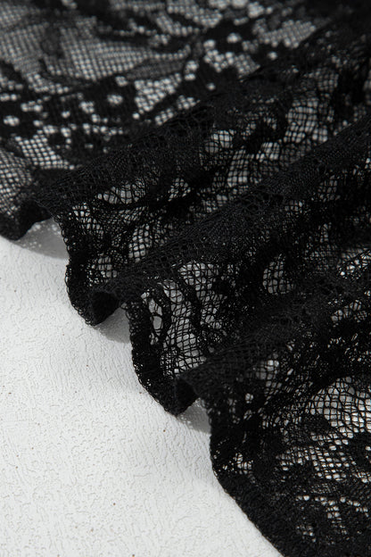 Polka Dot Sheer Lace Patchwork Asymmetric Skirt