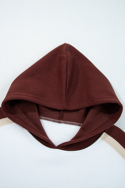 Colorblock Patchwork Kangaroo Pocket Hooded Sweatshirt
