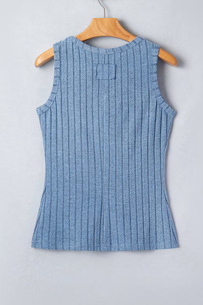 Solid Ribbed Knit Mineral Wash Tank Top
