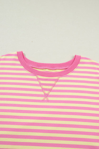Plus Size Stripe Boxy Tee & Drawstring Short Set