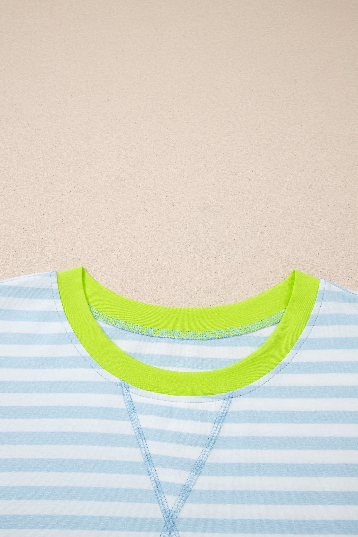 Stripe Contrast Trim Tee & Drawstring Shorts Set