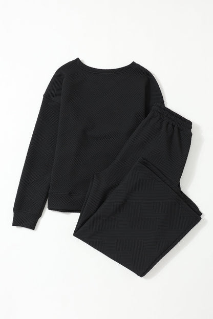 Textured Top and Pants Set
