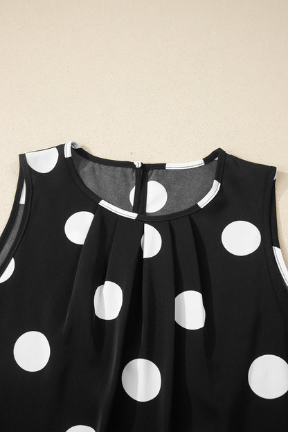 Polka Dot Pleated Tank & Wide Leg Pant Set