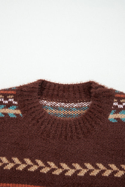 Boho Stripe Knitted Drop Shoulder Sweater