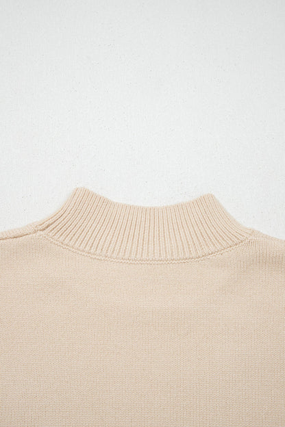 Western Corded Horseshoe Mock Neck Short Sleeve Sweater
