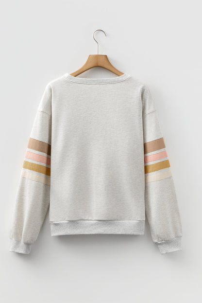 Stripe Patchwork Drop Shoulder Sweatshirt