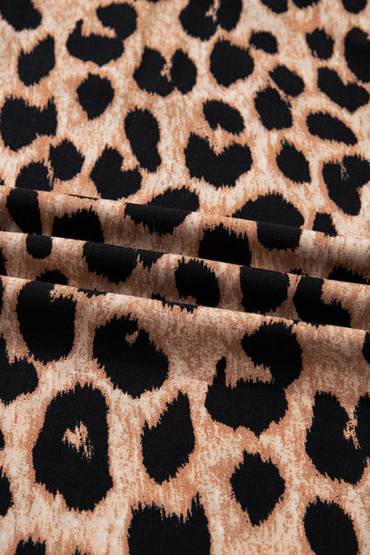 Leopard Smocked V-Neck Flowy Midi Dress