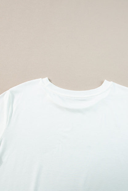 Plus Size Solid Rolled Short Sleeve T-Shirt
