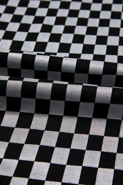 Checker Textured Patchwork Drawstring Waist Pants