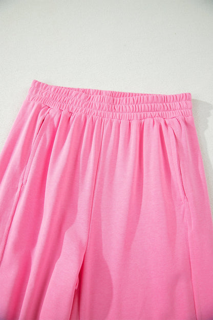Solid Color Oversize Tee & Wide Leg Pants Set