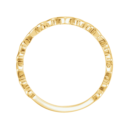 14K Yellow Gold Heart Ring / Solid Gold Romantic Band
