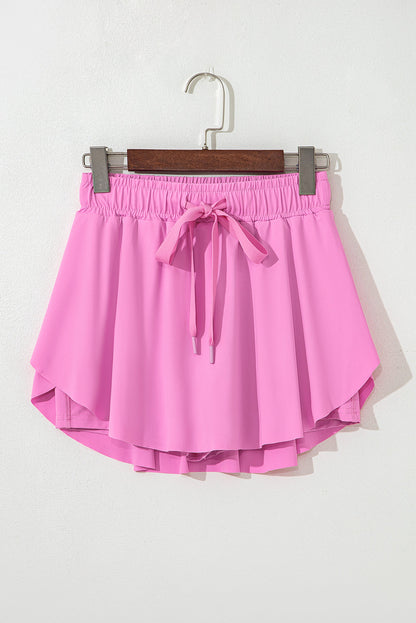Solid Drawstring Elastic Waist Lined Tennis Skort