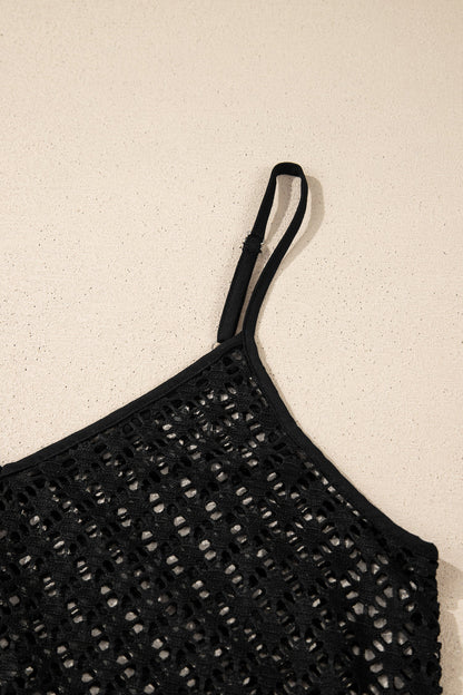 Crochet Patchwork Ruffle Hem Beach Cover-Up