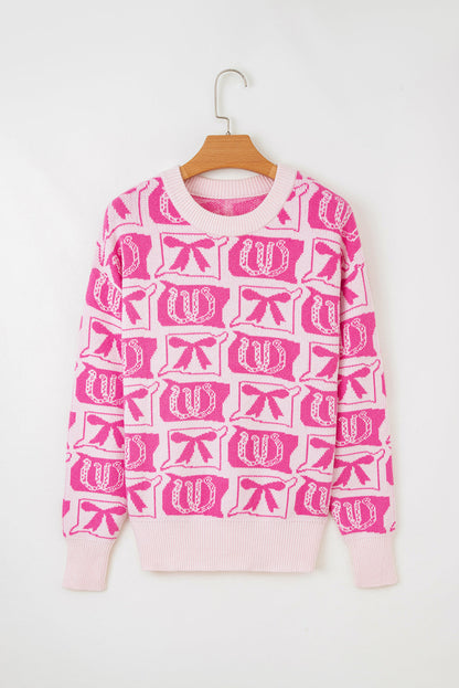 Western Bows & Horseshoes Long Sleeve Sweater
