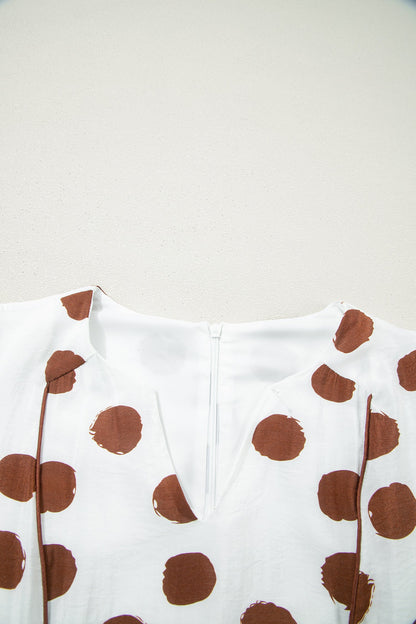 Polka Dot V-Neck Short Sleeve Midi Dress