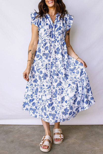 Floral Ruffle Tiered Midi Dress