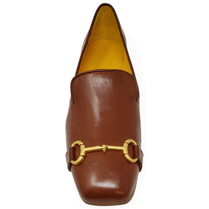 Cognac Leather  Square Toe Loafer