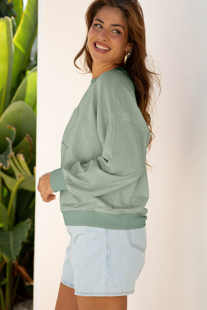 Flower Patchwork Raw Edge Drop Shoulder Top