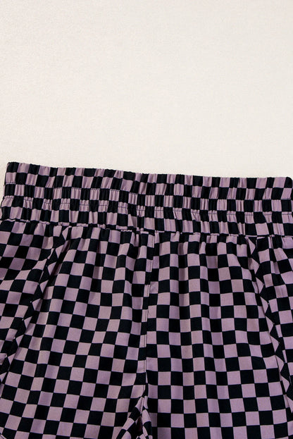 Leopard & Checker High Waist Athletic Shorts