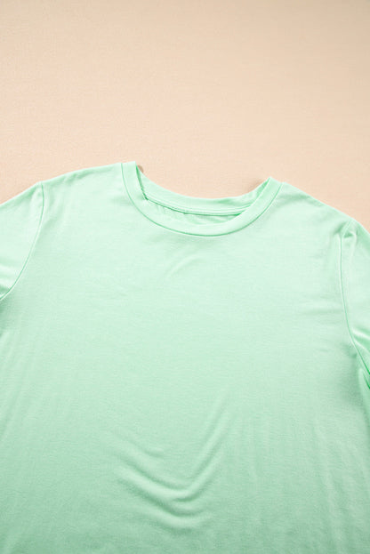 Plus Size Solid Rolled Short Sleeve T-Shirt