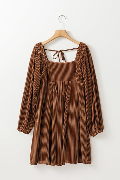 Velvet Tie-Back Square Neck Babydoll Dress