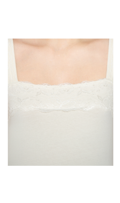 Women's Lacey Trim Cotton Blend Tank Top