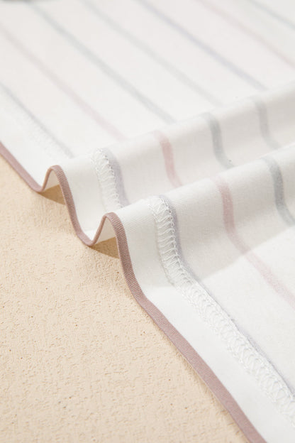 Plus Size Stripe V-Neck Short Sleeve Tee