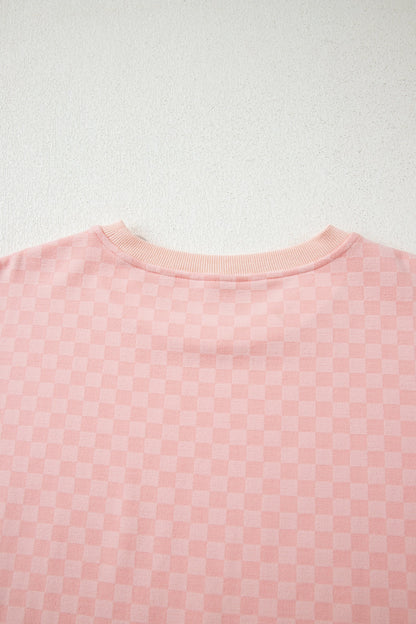 Checker Long Sleeve Pullover and Shorts Set