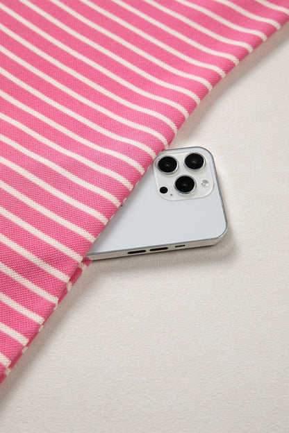 Stripe Colorblock Notched Neck Sleeveless Mini Dress