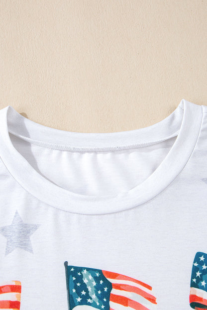 USA Flag & Bow Star Graphic T-Shirt