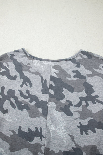 Camo Short Sleeve Round Neck T-Shirt