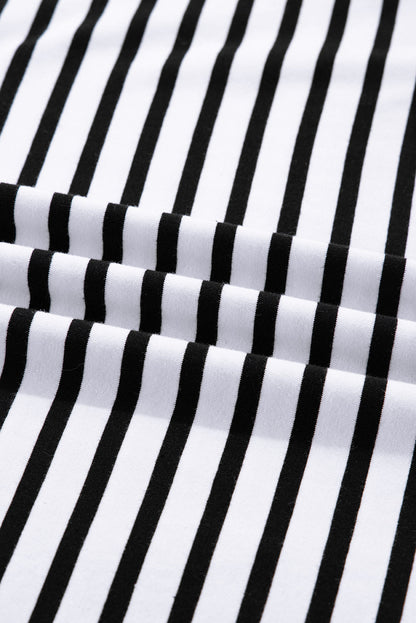 Stripe Collared Pocketed Long Sleeve T-Shirt Dress