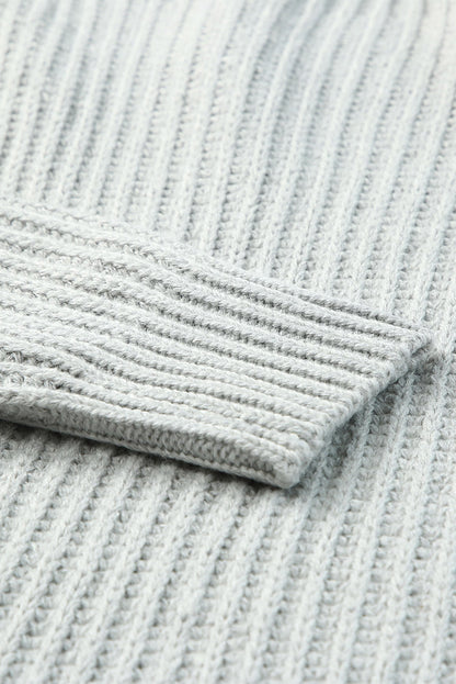 Solid Buttoned Drop Shoulder Sweater