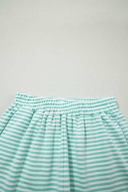 Stripe Oversized Mock Neck Sweatshirt & Shorts Set