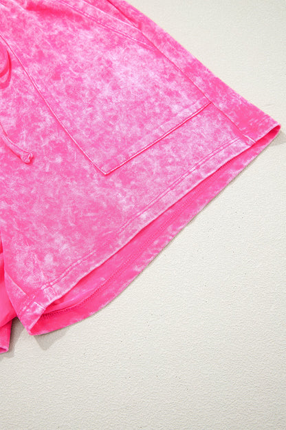 Mineral Wash Top & Drawstring Shorts Set