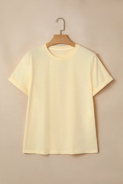 Solid Short Sleeve Crew Neck Tee