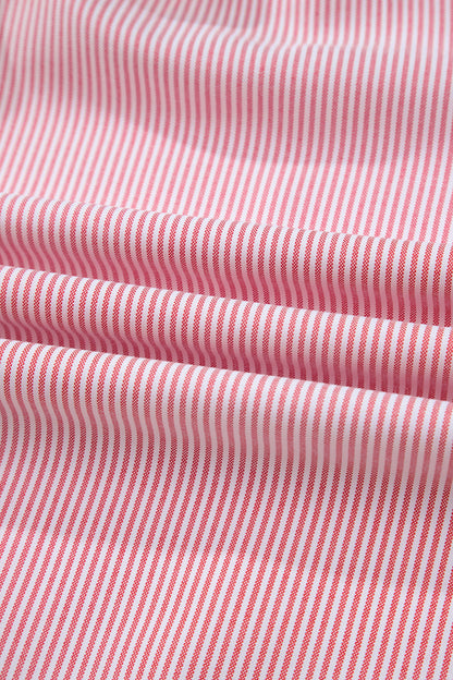 Stripe Frilled Split Neck Ruffle Sleeve Blouse