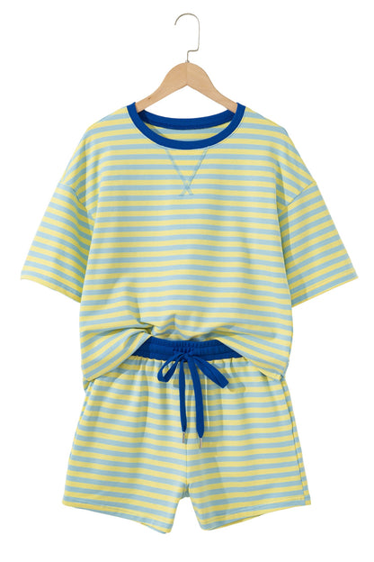 Stripe Terry Knit Top & Shorts Set