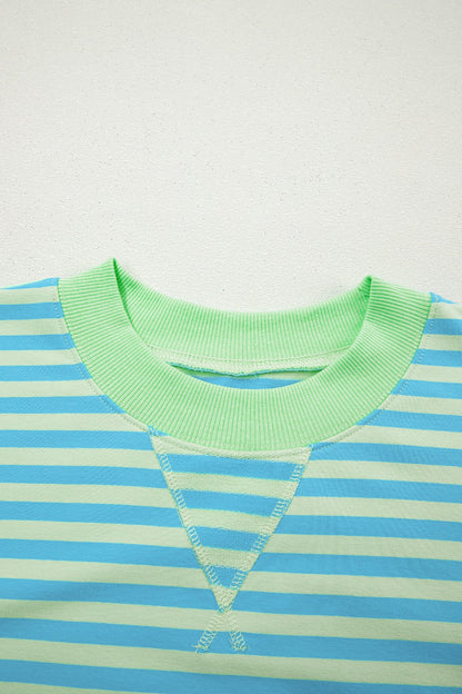 Stripe Colorblock Pullover & Pull-On Shorts Set